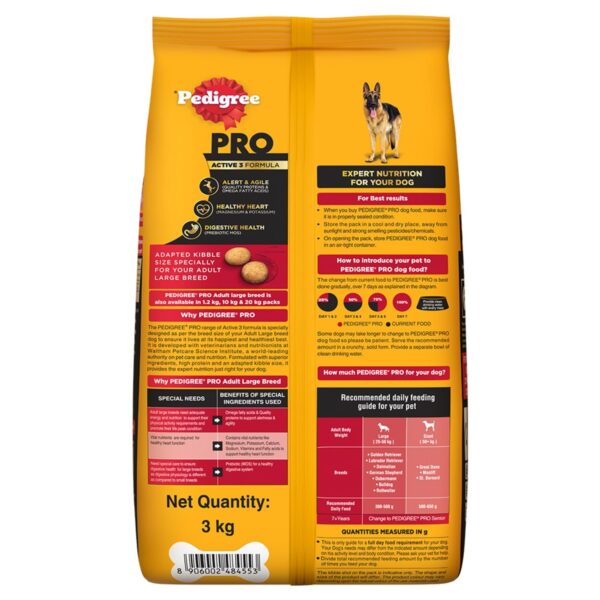 71VEGXAqrL._SL1500_.jpg Pedigree PRO Adult Large Breed, 3 kg Dry Dog Food, Vet Trusted Brand, Expert Nutrition, Quality Protein, 33% More Nutrients (18 Months Onwards)