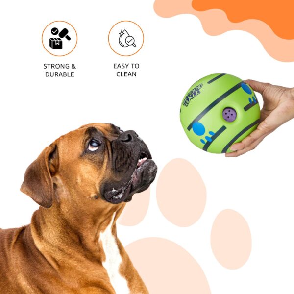 amazon basics Interactive Sound Ball Toy for Dogs and Puppies| Fun Squeaky Sounds | Pet-Safe Materials| Suitable for All Dog Breeds | Size - Large