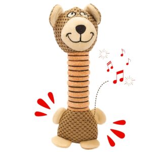 Dog Toy with Sound - Plush Chew & Squeaker & Dog Toy with Sound - Plush Chew & Squeaker & Crinkle Toy - Interactive Chew Toy - Non-Toxic Play Dog Toy - Small Medium & Large Dogs - Long Neck Toys for Dogs (Long Neck Bear (Brown))
