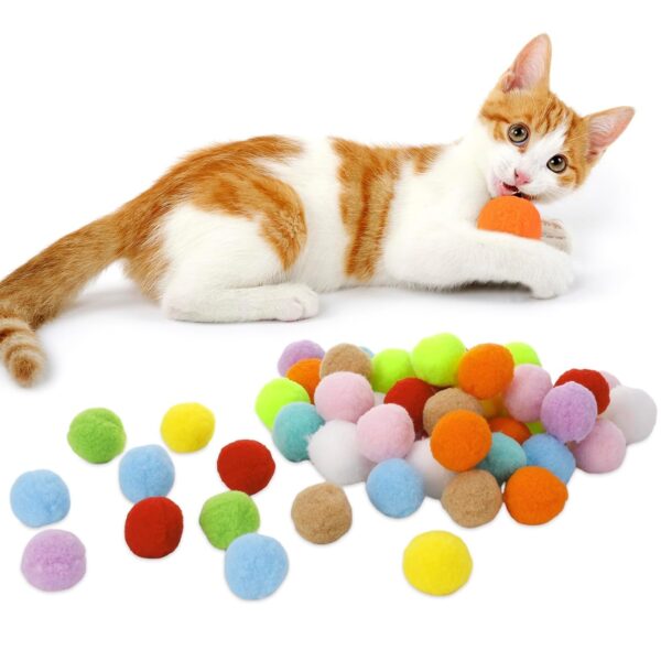 RAMONI Interactive Cat Ball Launcher, Cat Ball Toys, Launcher with 30pcs Soft Plush Balls Silent Smart Play Toy Shooting Toy Funny Interactive Cat Toys for Indoor Training Exercise Playing