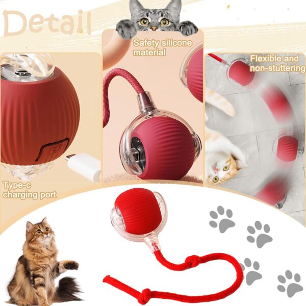 Tails Cat Toys,Agile Moving Ball with Elastic Mesh Tail,Interactive Cat Toy for Indoor Cats,Motion Activated,Ultra-Fast Kitten Toys