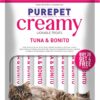Purepet Creamy Lickable Cat Treats,Tuna & Bonito 360Gm(15g x24 Pcs)| Rich in Protein,Taurine for Heart & Vision,Ideal for Training and Bonding, Promotes Hydration| Treats for Kitten and Adult Cats