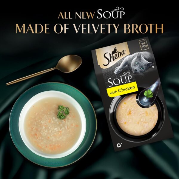 71Xr6Fz-nhL._SL1500_.jpg Sheba Soup with Chicken Adult Wet Cat Food, 160g (4 x 40g), Finely Sliced Pieces of Chicken in Smooth, Silky and Velvety Broth