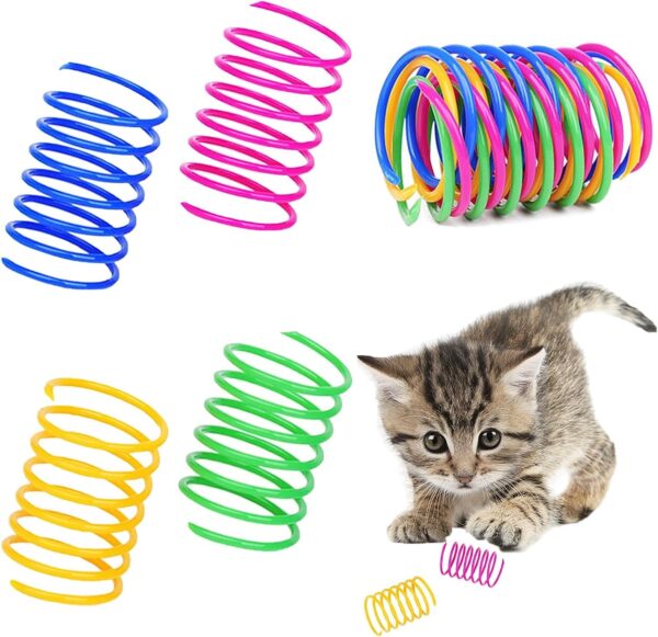 8 Pcs Interactive Cat Toys - Durable Plastic Coils, Colorful Springs For Indoor Cats - Active Play For Swatting, Biting, Hunting