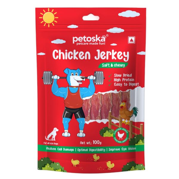 Chicken Jerky- 100gms | Dog Treats Made with Real Chicken Meat | Highly Nutritious | Easy to Digest | Improved Eye Vision | Suitable for All Dog Breeds | Pack of 1