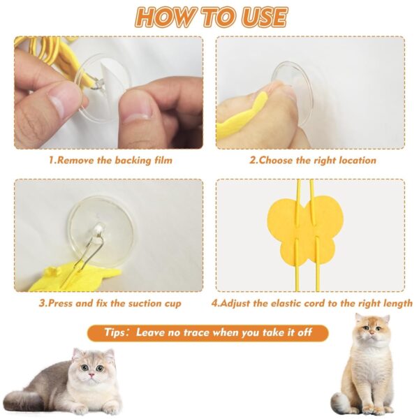 Cat Toys, Hanging Spring Toys for Cats, Interactive Cat Playing Toy with Feathers and Crinkle Paper, Kitten Toys for Indoor Play, 2-Pack