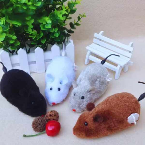 Plastic Wind Up Moving Rat Toys for Kids Mice Set of 4PCs Running Mouse Toys for Girls and Boys Multi-Color Mouses Toy for Dog and Cat Toys - with Fur Mouse Playset for Best Birthday Gift Set
