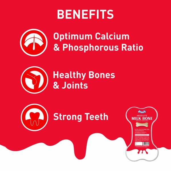 Drools Absolute Dog Bone Treats, Milk Flavour 600g 40peices Jar, All Life Stages