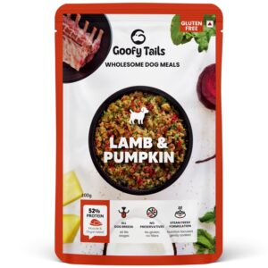 Goofy Tails Lamb & Pumpkin Wet Dog Food 700g (100gX7 Pack) Wholesome, Human Grade, Preservative & Gluten Free, Taste Booster & Food Topper
