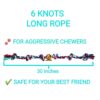 71b5ZH2IaML._SL1500_.jpg Foodie Puppies Cotton Chew Rope Dog Toy Large with 6 Knot Thick Chew, Long for Aggressive chewers - Extra Durable - Heavy Duty - Washable (Color May Vary)
