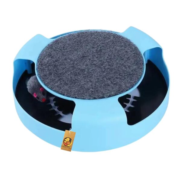 Foodie Puppies Interactive Catch Mouse Cat Scratcher Toy with Rotating Mouse and Scratching Pad/Mat for Cats & Kittens - (Sky Blue) | Durable, Non-Toxic Plastic Disc for Indoor Cat Claw Care and Play