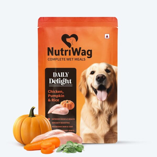 71bPNr48-qL._SL1500_.jpg Wet Dog Food 300 gm | Balanced Meals with Chicken, Pumpkin, Rice & Vegetables | High Protein Dog Food | No Added Flavours | Human-Grade Ingredients | All Life Stages
