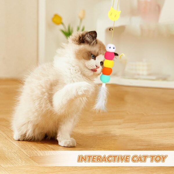 Cat Toys, Hanging Spring Toys for Cats, Interactive Cat Playing Toy with Feathers and Crinkle Paper, Kitten Toys for Indoor Play, 2-Pack