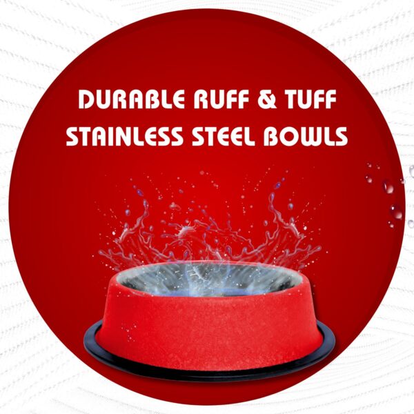 71bhT7CmHwL._SL1500_.jpg Pets Empire Stainless Steel Dog Bowls– Medium Size Food & Water Bowl Set for Dogs & Cats | Non-Slip, Rust-Resistant, Durable | Red Marble Design (700ml x 2)