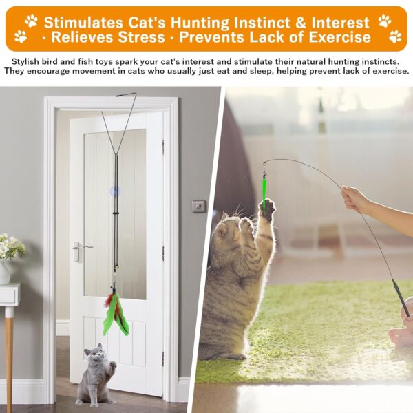71bknz8xH-L._SL1500_.jpg Qoosea Cat Feather Toys, Interactive Cat Toys with Teaser Wands and Strong Suction Cup, Cat Toys for Indoor Cats Kitten Interactive Training (Colorful-15j)