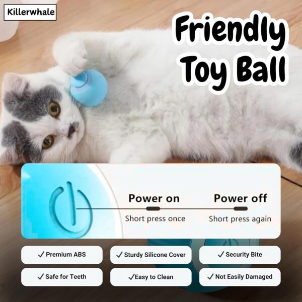 71brYlZda4L._SL1500_.jpg KILLERWHALE Interactive Smart Cat Toy Ball – 360° Self-Rolling Motion with LED Lights, Rechargeable via Type-C, Automatic Gravity Sensor, Engaging Kitten & Pet Play Toy