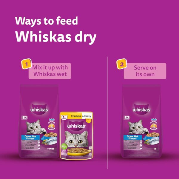 71c-phU5DaL._SL1500_.jpg Whiskas Adult (1+ Years) Dry Cat Food, Ocean Fish Flavour, 3 kg, Contains 41 Essential Nutrients, Complete & Balanced Nutrition for Adult Cats