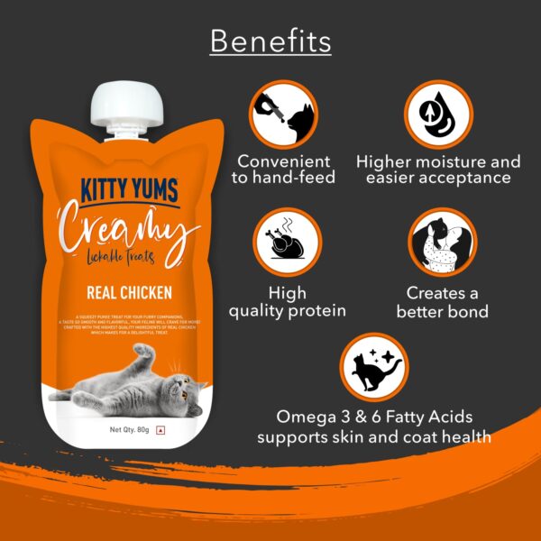 Kitty yums Creamy Lickable Real Chicken Cat Treat 960g Pack(80g X 12)