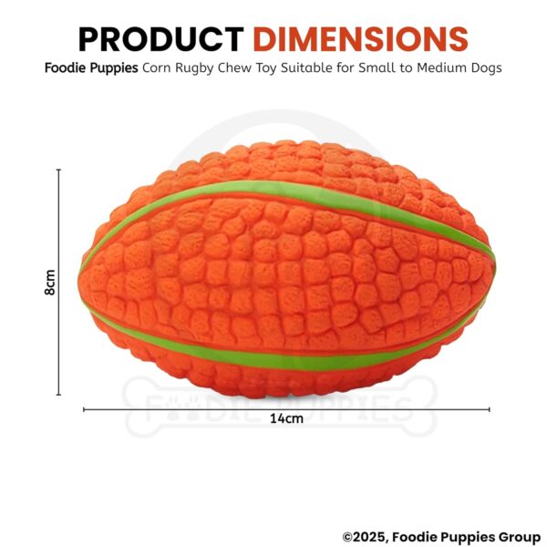 Foodie Puppies Interactive Latex Squeaky Chew Toy for Small to Medium Dogs (Corn Rugby - Large) | Durable, Non-Toxic & Soft Teething, Floating, Training & Bouncing Pet Toy