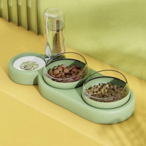 Pet Water Dispenser - 3 in 1 Pet Double Bowls 2 Food Bowls 1 Water Feeder Set Food Feeder Set for Cats Puppy Small Dogs | Easy Cleaning with Waterer Bottle for Indoor for Cat Dog