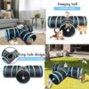 Cat Tunnel - 3 Way Interactive Play Toy for Kittens, Dogs, and Rabbits - Foldable Pet Tunnel With Ball (Dark Blue)