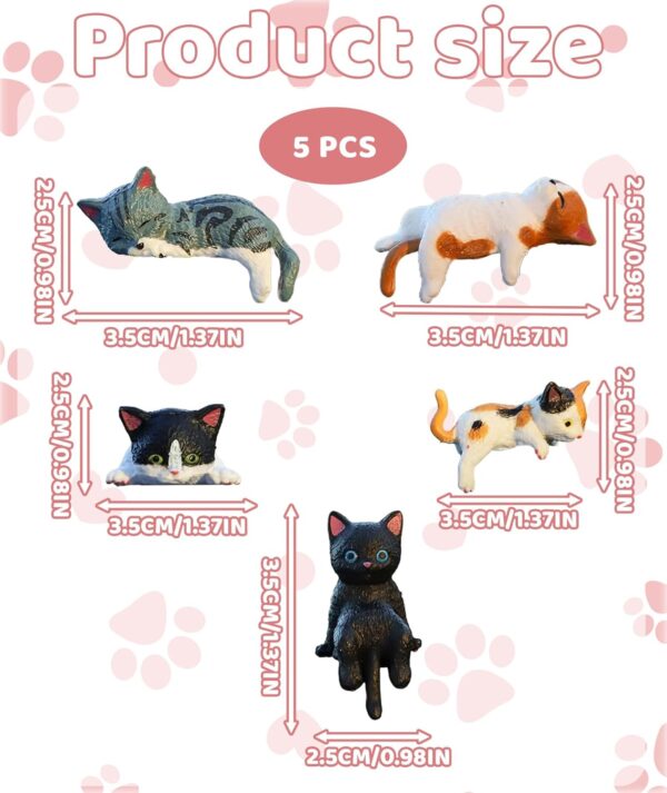 5Pcs Car Decor Accessories, Car Toys for Car Interior, Sleeping Cat Figurines for Rearview Mirror Home Office Any Occasion