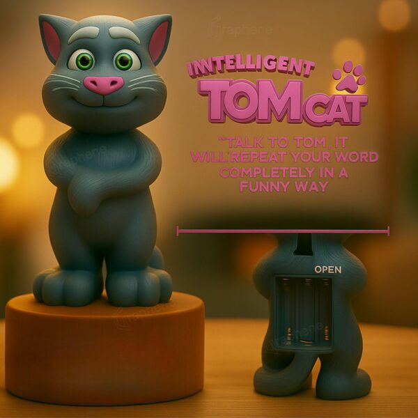 GRAPHENE Electronic Interactive Talking Tom Cat for Toddlers Musical Toy Gift Kids Educational Learning Tool Language Skill and Safe Durable Repeating and Singing Functions Fun Mimicking Toy