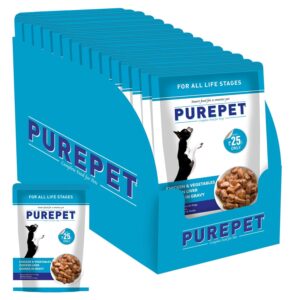 Purepet Gravy Chunks Wet Dog Food Chicken and Vegetable Flavour, Pack of 15 (15 x 70g), 1050g, All Life Stages