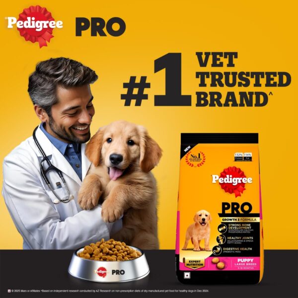 Pedigree PRO Puppy Large Breed, 1.2 kg Dry Dog Food, Vet Trusted Brand, Expert Nutrition, Quality Protein, 33% More Nutrients (3-18 Months)