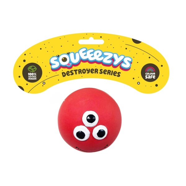 Monster Ball – Dog Ball Squeaky Toys for Dogs, Latex Small Dog Toys (0-10kgs) – Red