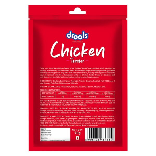 Drools Real Chicken Tender, Dog Treats Stick, 70gm | Rich in Protein, No Artificial Preservatives | Best for Training & Bonding | for Puppy & Adult