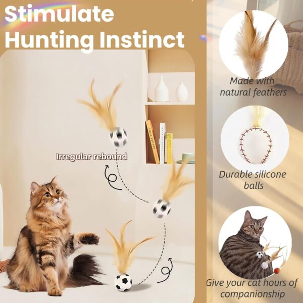 71gTW8WUXYL._SL1500_.jpg Cat Toys, 3PCS Bouncy Ball for Indoor Cats, Elastic Rubber Ball with Feathers, Interactive Kitten Toys for Persian Cats, Fun Exercise and Play for Cat