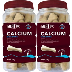 Meat Up Calcium Bone Jar, Dog Supplement Treats For All Meat Up Calcium Bone Jar, Dog Supplement Treats For All Life Stages - Meat Flavour, 240 g, 30 Pieces (Buy 1 Get 1 Free)