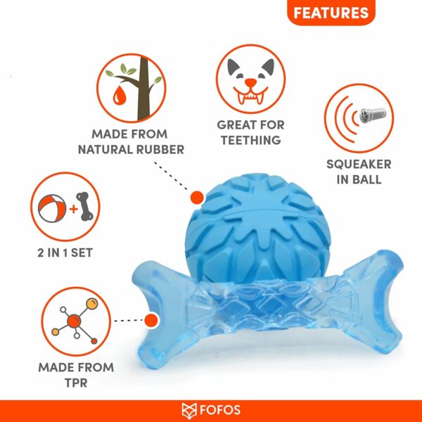 71gtbUrO-S._SL1500_.jpg BarkButler x FOFOS Milk Bone & Ball Puppy Teething Toys Set - Puppy Toy Natural Rubber, Squeaky Toys for Dogs, Dog Toys for Medium Dogs (5-20kgs) - Blue