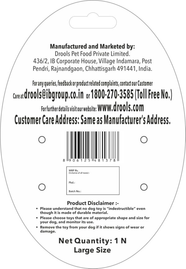 71gyhbIqSfL._SL1500_.jpg Drools Non-Toxic Rubber Toy for Dogs (Large) 21.59 cm Pack