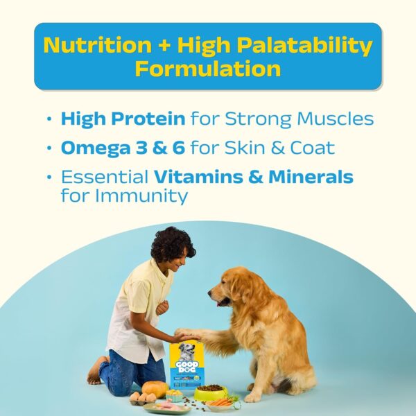 71h82Q92JKL._SL1500_.jpg Good Dog Adult Dry Dog Food | Oven Baked | Real Chicken & Eggs | 1.3 Kg | High-Protein | High Palatability | Nutritionally Formulated with Vitamins & Minerals | Indian Herbs | Suitable for All Breeds