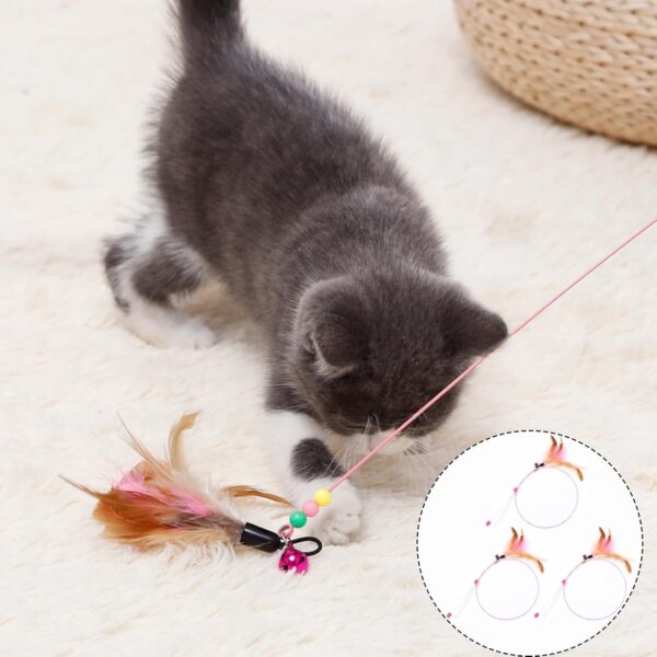 3-Piece Cat Toy, Flying Bird Toy for Cat with Feather ，Interactive Cat Small Bell for Persian, Durable Pet Stick, Fun Catcher Cats Stick ，Suitable for Both Indoor and Outdoor Use