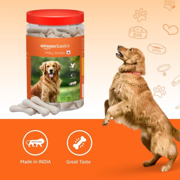 71hf59c6EmL._SL1500_.jpg Amazon Basics Dog Calcium Bones | for All Breeds | Milky Bones | 800 g | All Life Stages