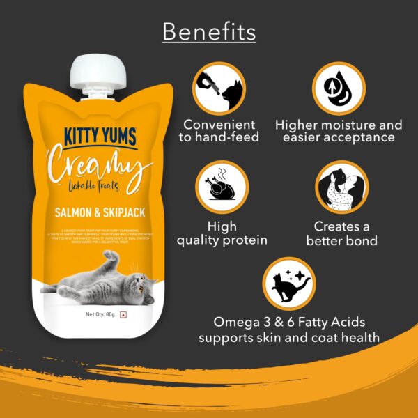 Kitty Yums Creamy Salmon&Skipjack Cat Treat (80G X12),960G Pack,All Life Stages