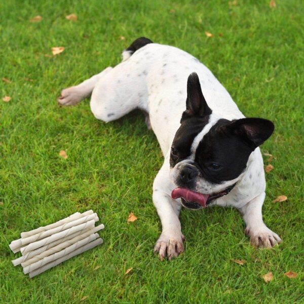 71i9HUk25tL._SL1100_.jpg ADB Creations Dog Food Chew Stick Milky Rawhide Calcium Twisted Munchie Treats Nutritional Benefits Strengthen Bones and Teeth for All Breeds Dogs and All Life Stages (400 gram)