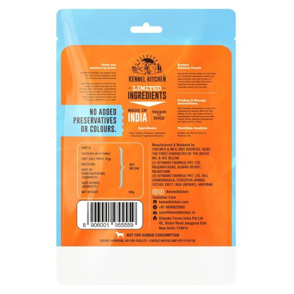 Kennel Kitchen Soft Baked Fish Stick Treats for Dogs, 100g (Pack of 1) | Soft Dog Chew Sticks | Dog Treats for Adult Dogs and Puppies
