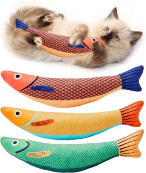 RvPaws Catnip Fish Toys for Cats,1 Pcs Pack Catnip Toy RvPaws Catnip Fish Toys for Cats,1 Pcs Pack Catnip Toy Interactive Plush for Indoor Cats Toys with Bell - Scratch Chewing Teeth Grinding Pillow Cleaning Kick Bite Resistant for Kitten Toy