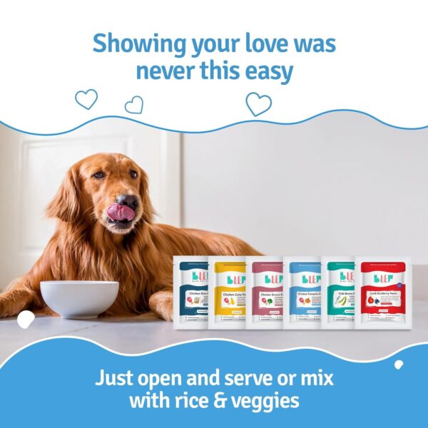 71ivbgmNLiL._SL1500_.jpg BLEP Healthy Dog Food for Adult & Puppies | 6 Different Non Veg Zero Preservatives| Dog Trial Pack | Wet Dog Food | Complete Meal & Balanced | 600g | 6 Packs of 100g