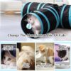 Foodie Puppies Interactive Foldable Hiding 3-Way Cats Tunnel with Hanging Ball (Blue, T-Shape Tunnel) | Maze Toy, Puzzle & Training Cave Suitable for Cat, Kitten, Rabbit, Guinea Pig & Puppies