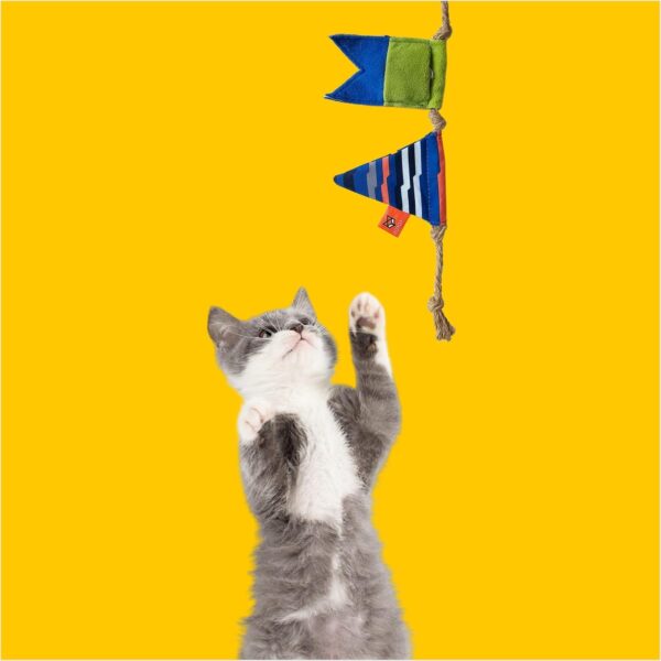 BarkButler x FOFOS S.O.S Flag Teaser Cat Toy - US Grade Organic Catnip, Multicoloured, Recycled Plastic Bottles, Jute Rope Interactive for Cats, Perfect as Kitten Toy