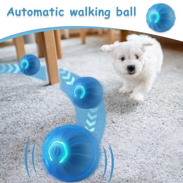 Interactive Dog Toys Ball, USB Rechargeable, Motion Activated Automatic Rolling Ball with Lights, Boredom Relief Exercise Pet Toy for Small, Medium, Large Dogs, Blue