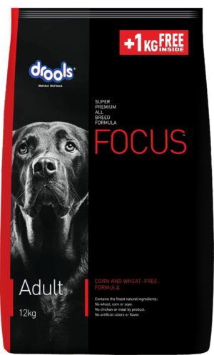 Drools Focus Adult Super Premium Dry Dog Food, 12 kg (+1kg Free Inside), Total 13 Kg Pack