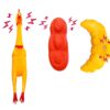 The Pets Company Vinyl Squeaky Chew Dog/Puppy Toy for Puppies & Small Dogs | Durable, Animal Design, for Playing, Teething and Chewing | Pack of 3 (Rooster, Croissant, Shoe) (Color May Vary)