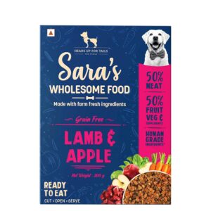 Heads Up For Tails Sara's Wholesome Grain-Free Range Dog Wet Food (Lamb And Apple - 300Gm) - All Life Stages