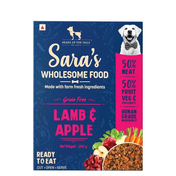 Heads Up For Tails Sara's Wholesome Grain-Free Range Dog Wet Heads Up For Tails Sara's Wholesome Grain-Free Range Dog Wet Food (Lamb And Apple - 300Gm) - All Life Stages